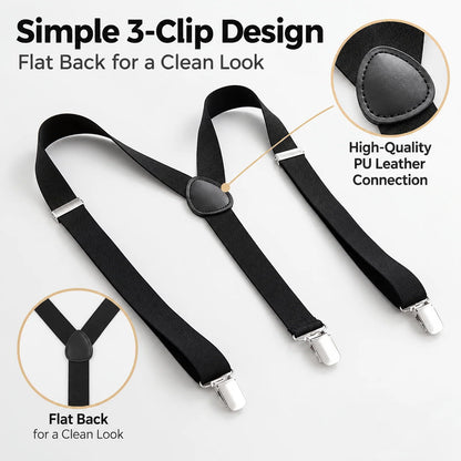 Suspenders Adjustable Y-Back Three-Clip Closure