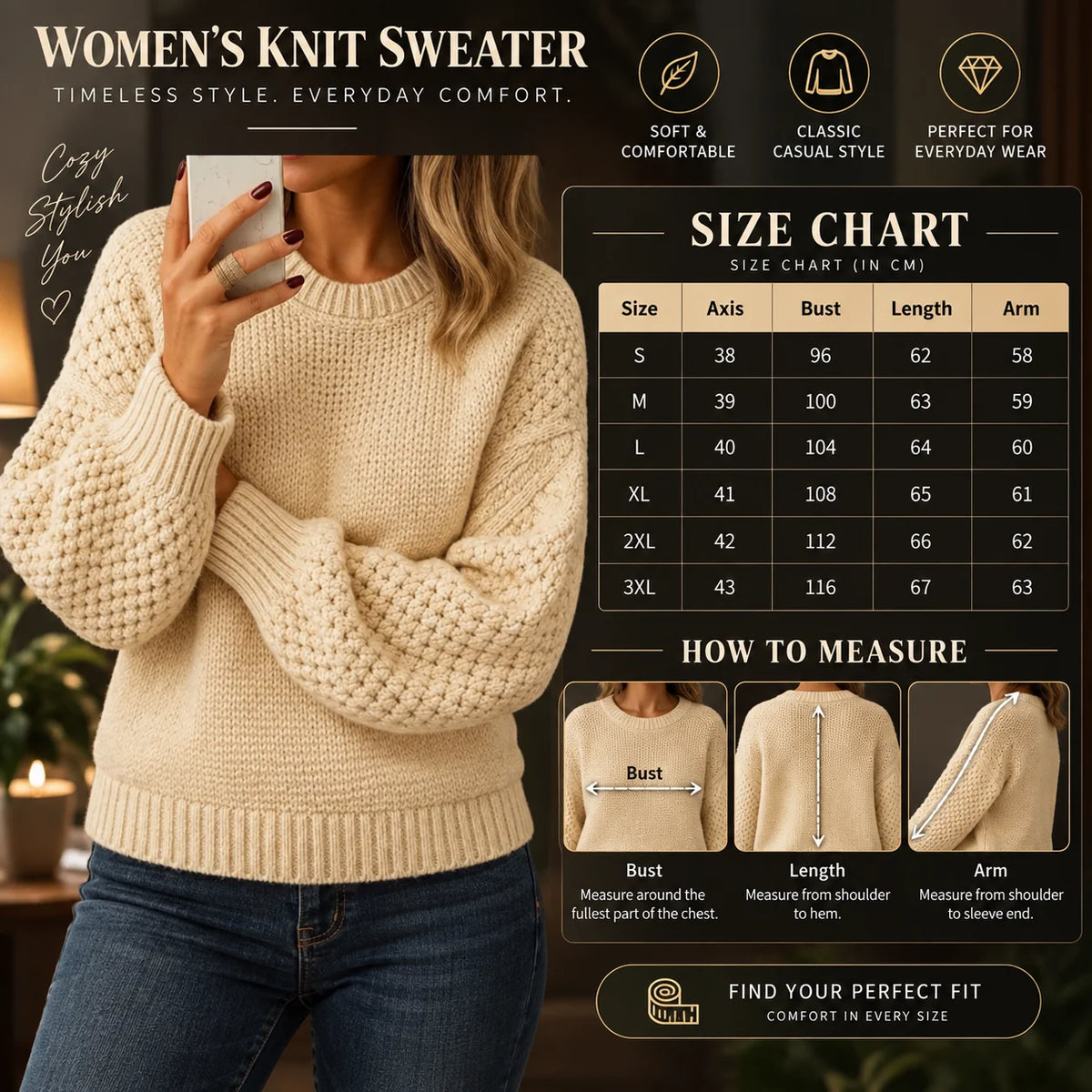 Sweater Lightweight Knit Relaxed Fit