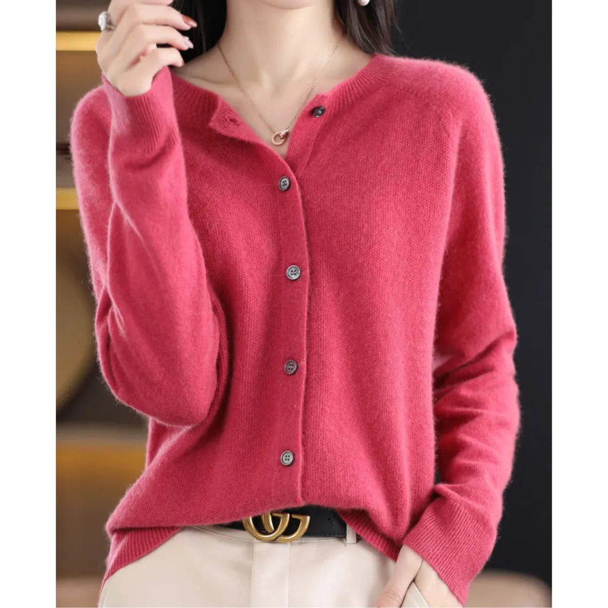 Sweater Merino Wool & Cashmere Button-Front