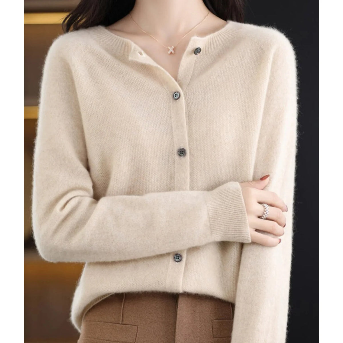 Sweater Merino Wool & Cashmere Button-Front