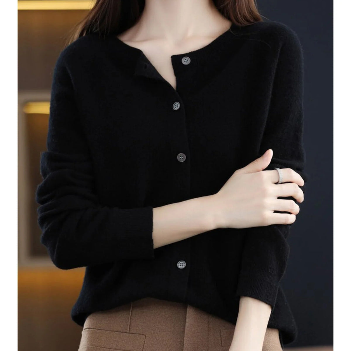 Sweater Merino Wool & Cashmere Button-Front