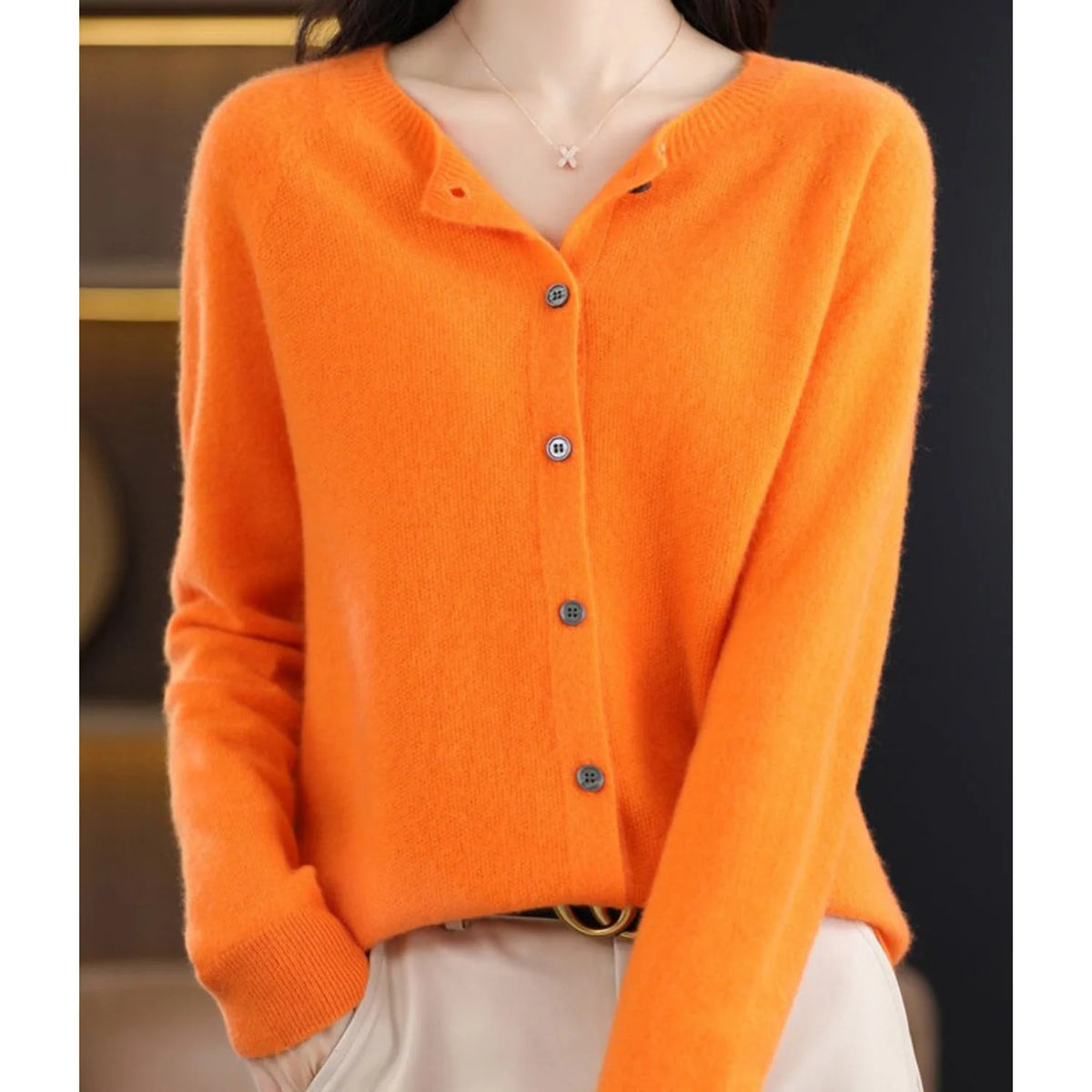 Sweater Merino Wool & Cashmere Button-Front