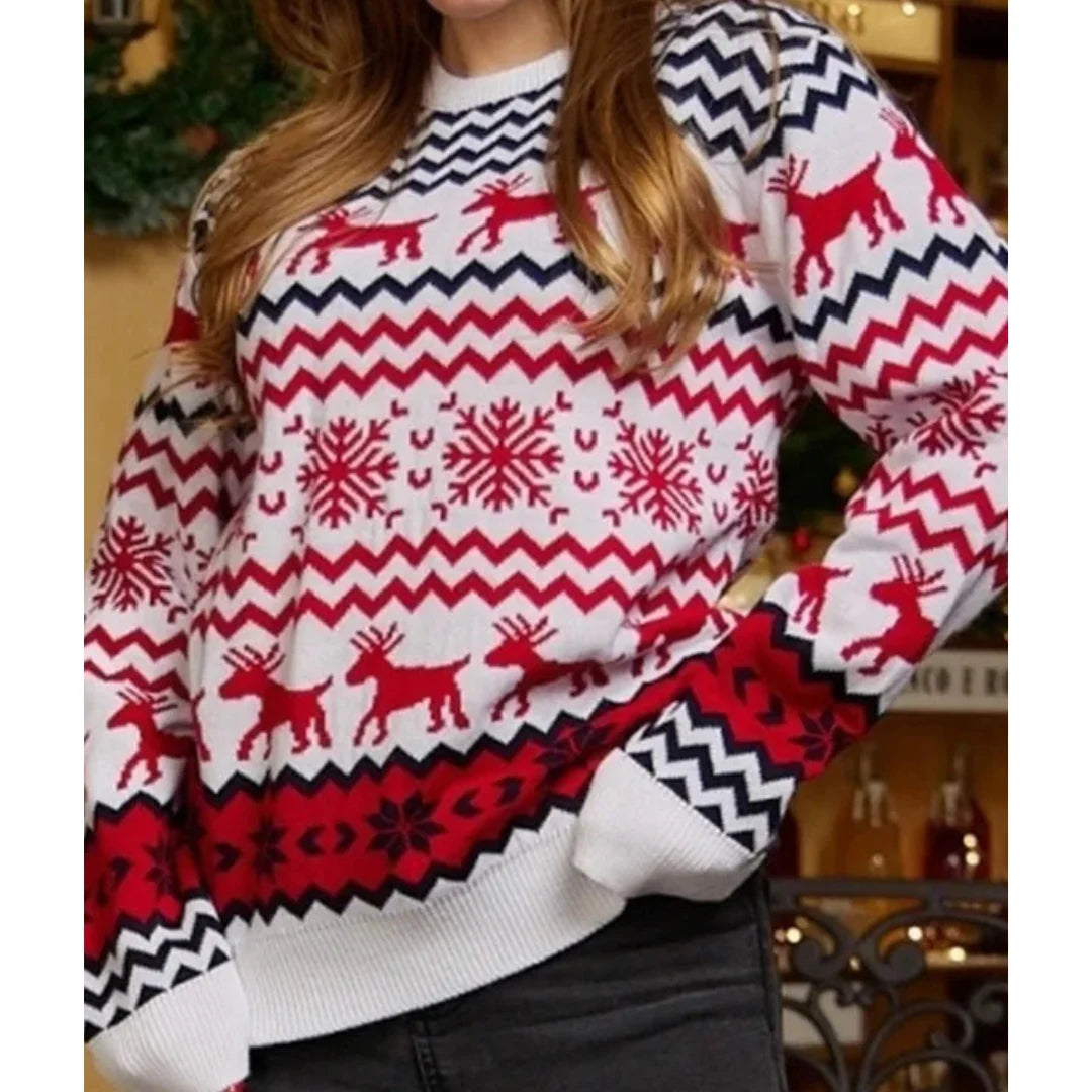 Sweater Nordic Reindeer Soft Knit Loose Fit