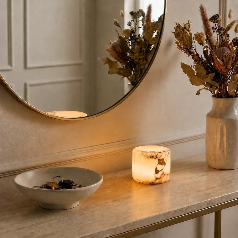Table Lamp Cordless Rechargeable Marble Finish Touch Control