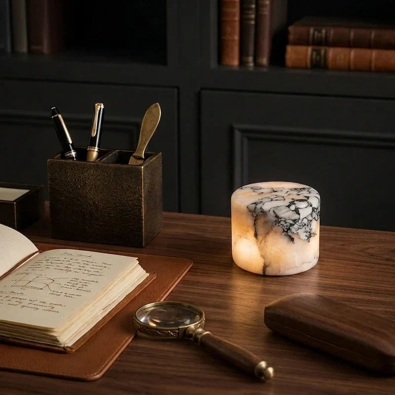 Table Lamp Cordless Rechargeable Marble Finish Touch Control