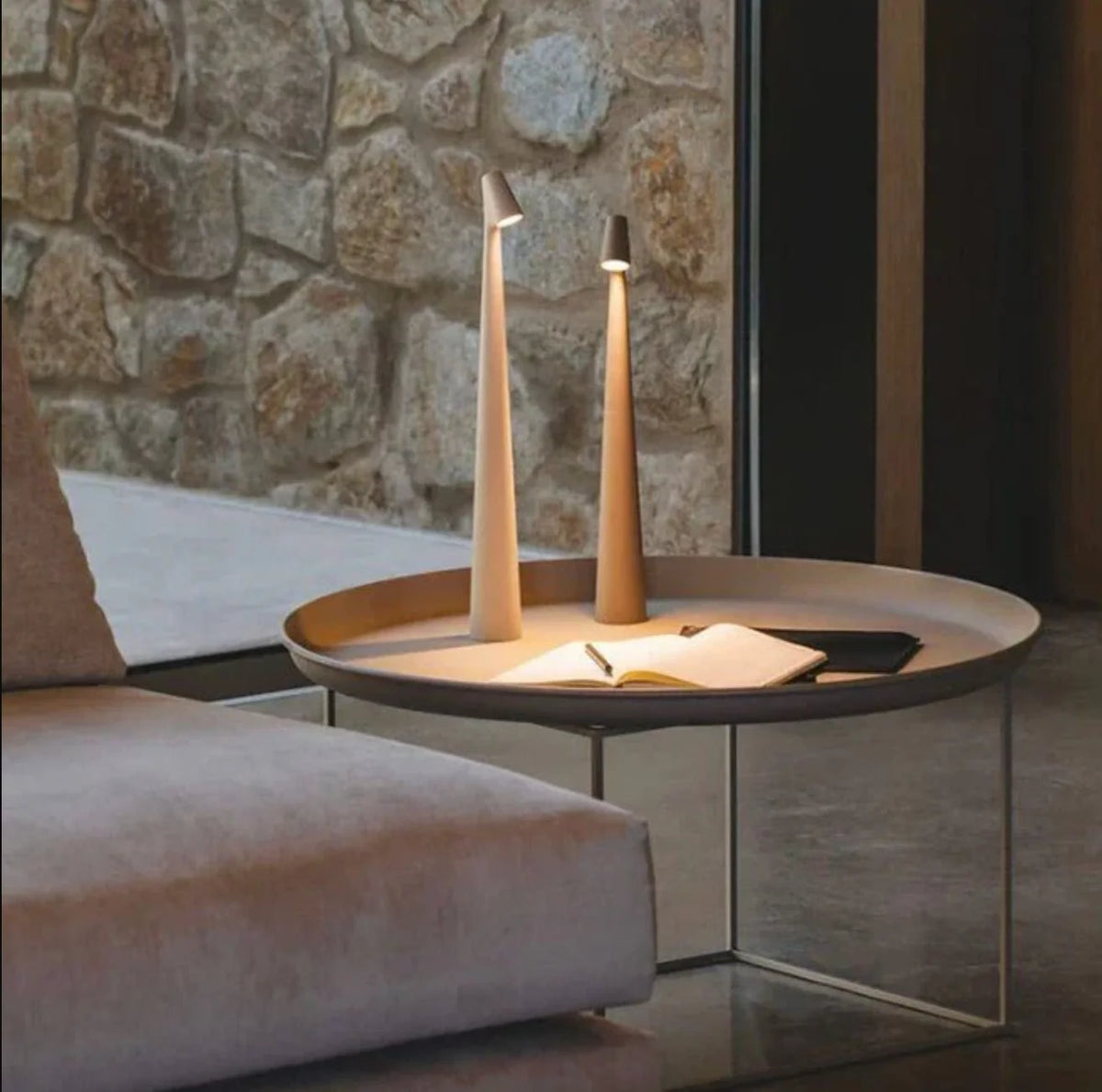 Table Lamp Cordless Rechargeable Touch Control Slim Aluminum