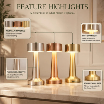 Table Lamp Cordless Touch Dimmable Rechargeable 15-Hour Battery