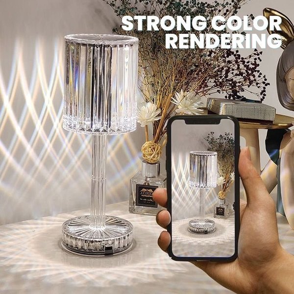 Table Lamp Crystal Effect Touch Dimmable Rechargeable