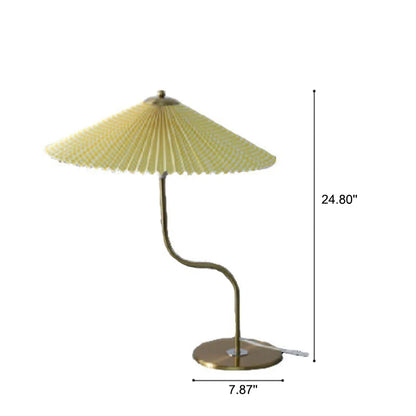 Table Lamp Pleated Fabric Shade USB Or Plug-In Power