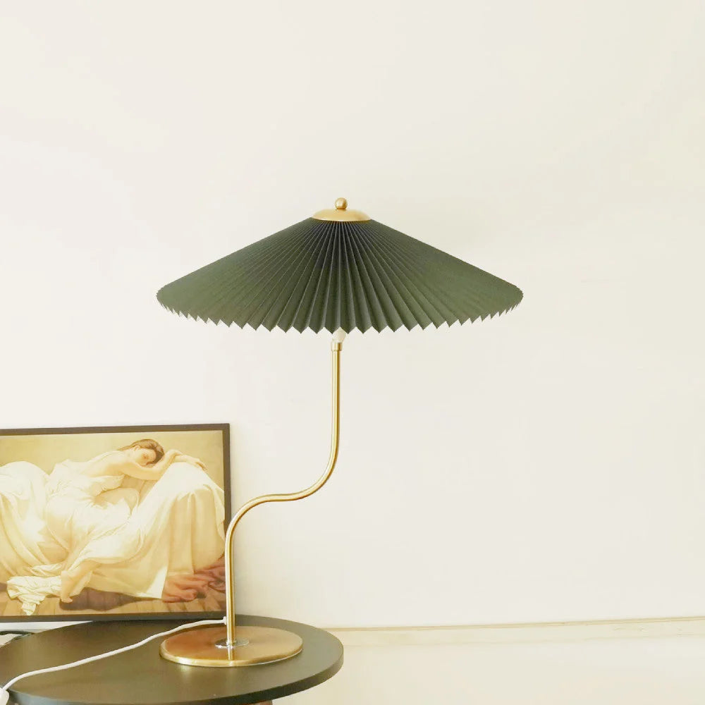 Table Lamp Pleated Fabric Shade USB Or Plug-In Power