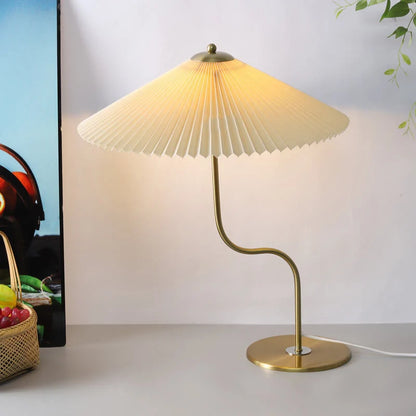 Table Lamp Pleated Fabric Shade USB Or Plug-In Power