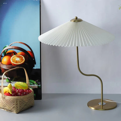Table Lamp Pleated Fabric Shade USB Or Plug-In Power