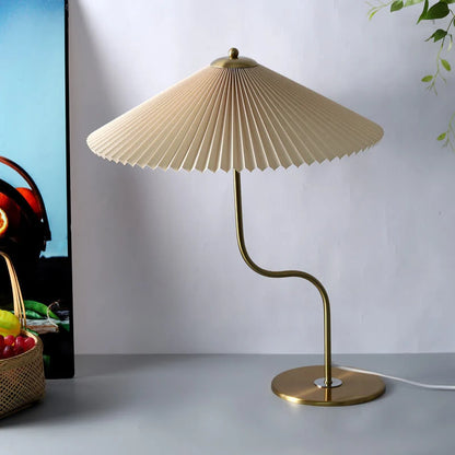 Table Lamp Pleated Fabric Shade USB Or Plug-In Power