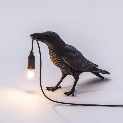 Table Lamp Raven Sculpture Warm Ambient Light