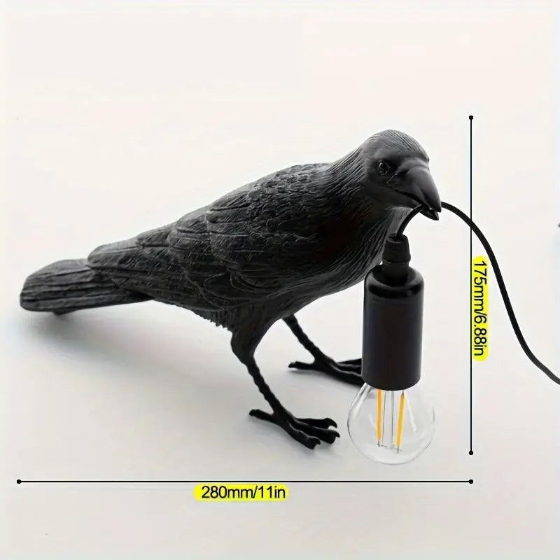 Table Lamp Raven Sculpture Warm Ambient Light