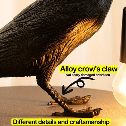 Table Lamp Raven Sculpture Warm Ambient Light