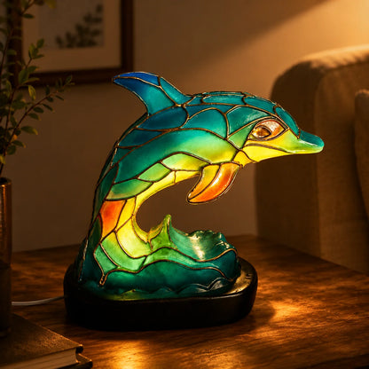 Table Lamp Stained Resin Animal Design Warm Ambient Glow
