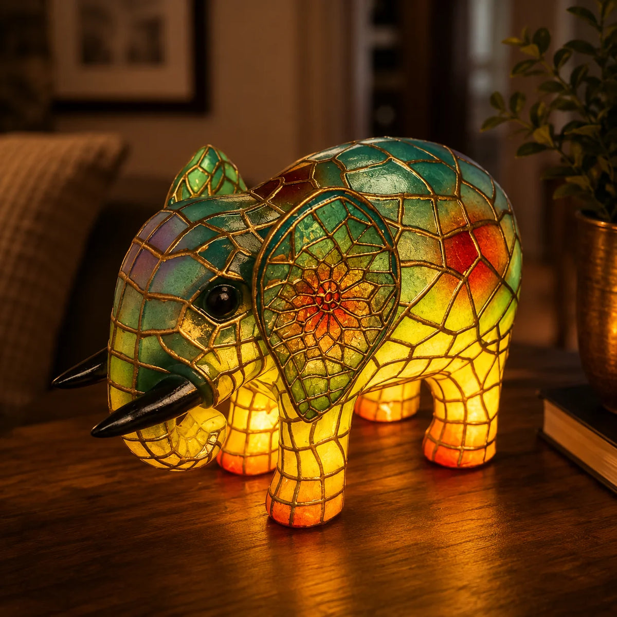 Table Lamp Stained Resin Animal Design Warm Ambient Glow