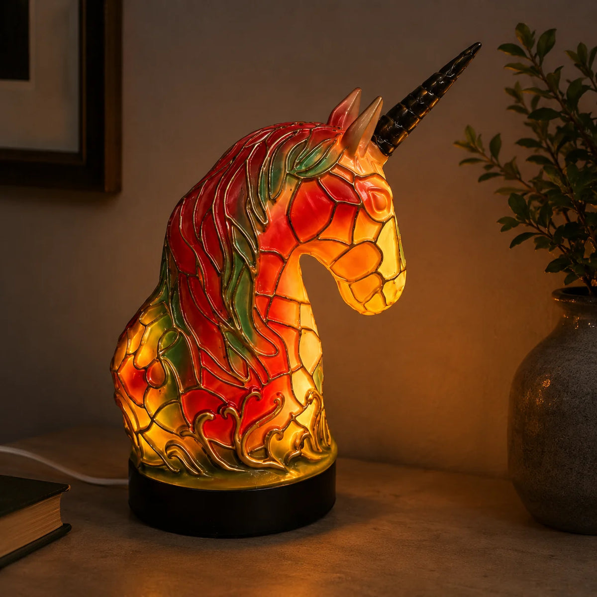 Table Lamp Stained Resin Animal Design Warm Ambient Glow
