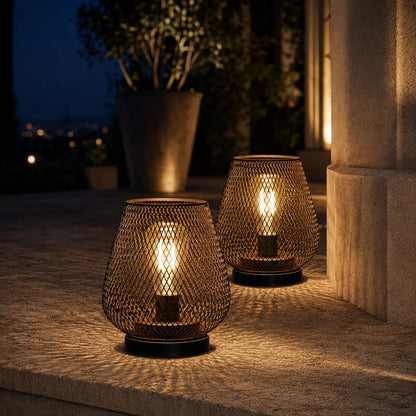 Table Lamps Cordless Mesh Shade Set of 2