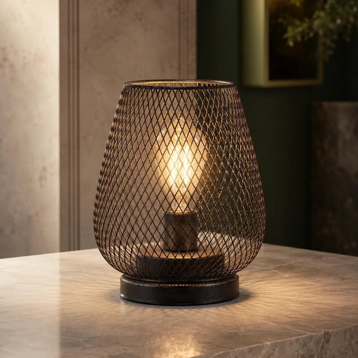 Table Lamps Cordless Mesh Shade Set of 2