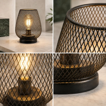 Table Lamps Cordless Mesh Shade Set of 2