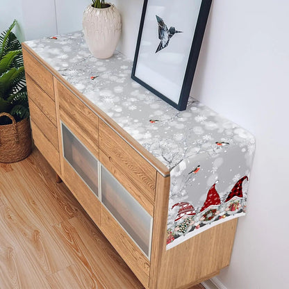 Table Runner 100% Linen Snowflake & Gnome Design