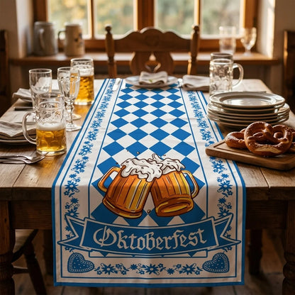 Table Runner Blue & White Bavarian Pattern Banquet Size