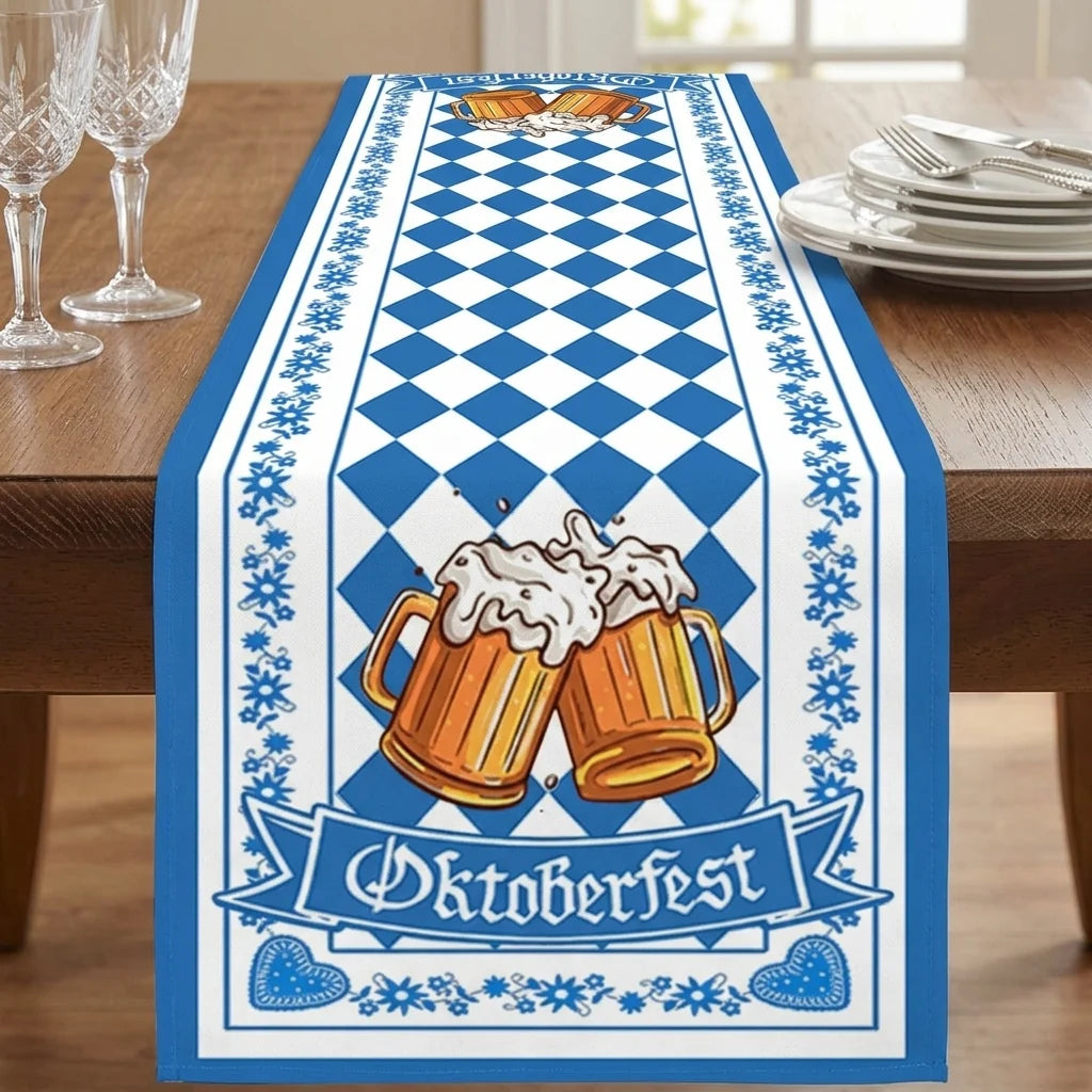 Table Runner Blue & White Bavarian Pattern Banquet Size