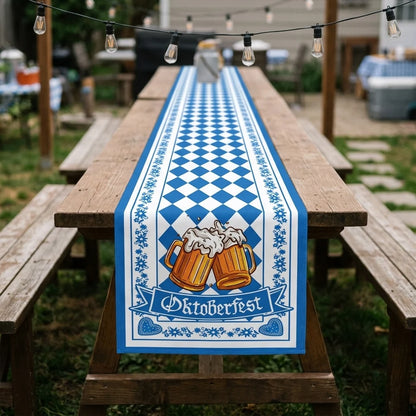 Table Runner Blue & White Bavarian Pattern Banquet Size