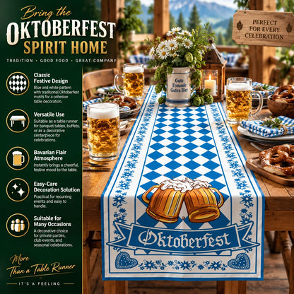 Table Runner Blue & White Bavarian Pattern Banquet Size