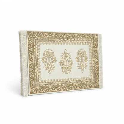 Table Runner Cotton Blend Floral Embroidery & Fringed Edges