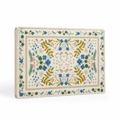 Table Runner Cotton Blend Floral Embroidery & Fringed Edges