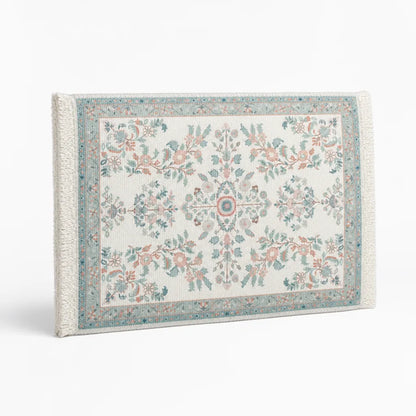 Table Runner Cotton Blend Floral Embroidery & Fringed Edges
