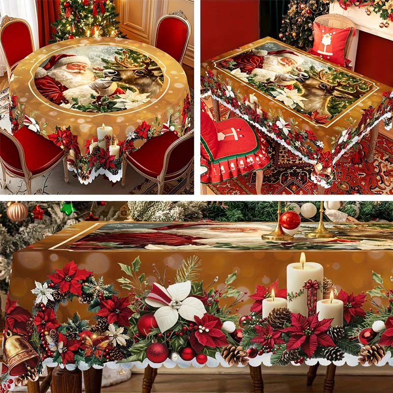 Table Runner Festive Reindeer & Snowmen Machine Washable