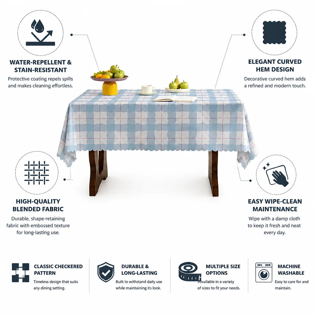Tablecloth Checkered Water-Repellent & Wipeable