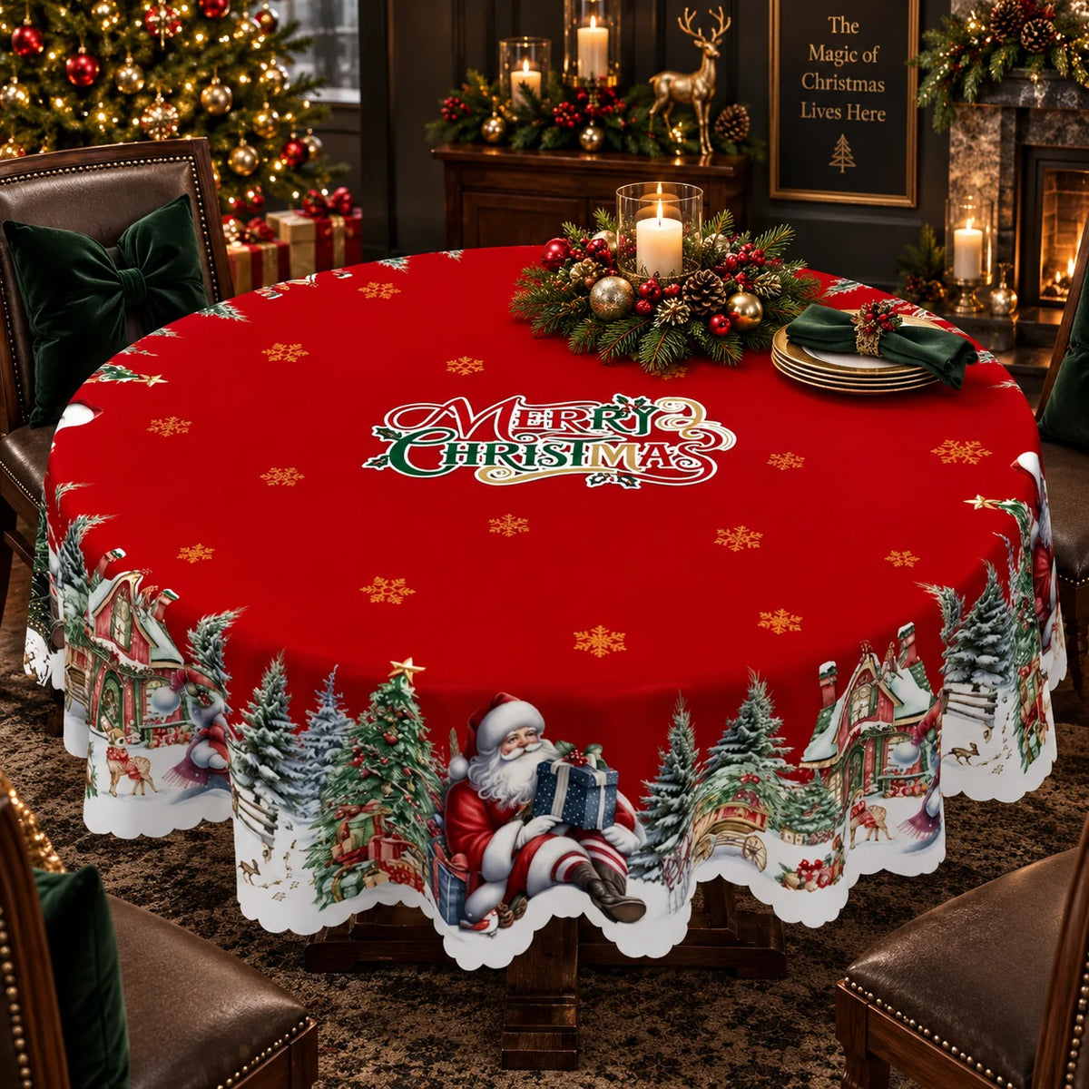 Tablecloth Festive Printed Polyester & Machine Washable
