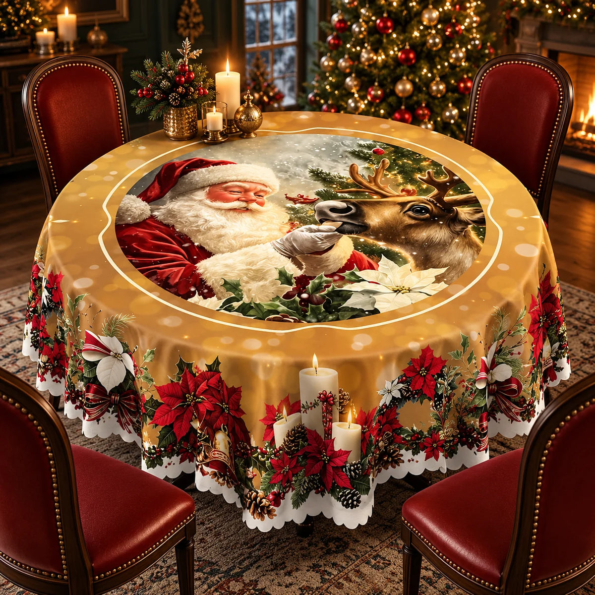 Tablecloth Festive Printed Polyester & Machine Washable