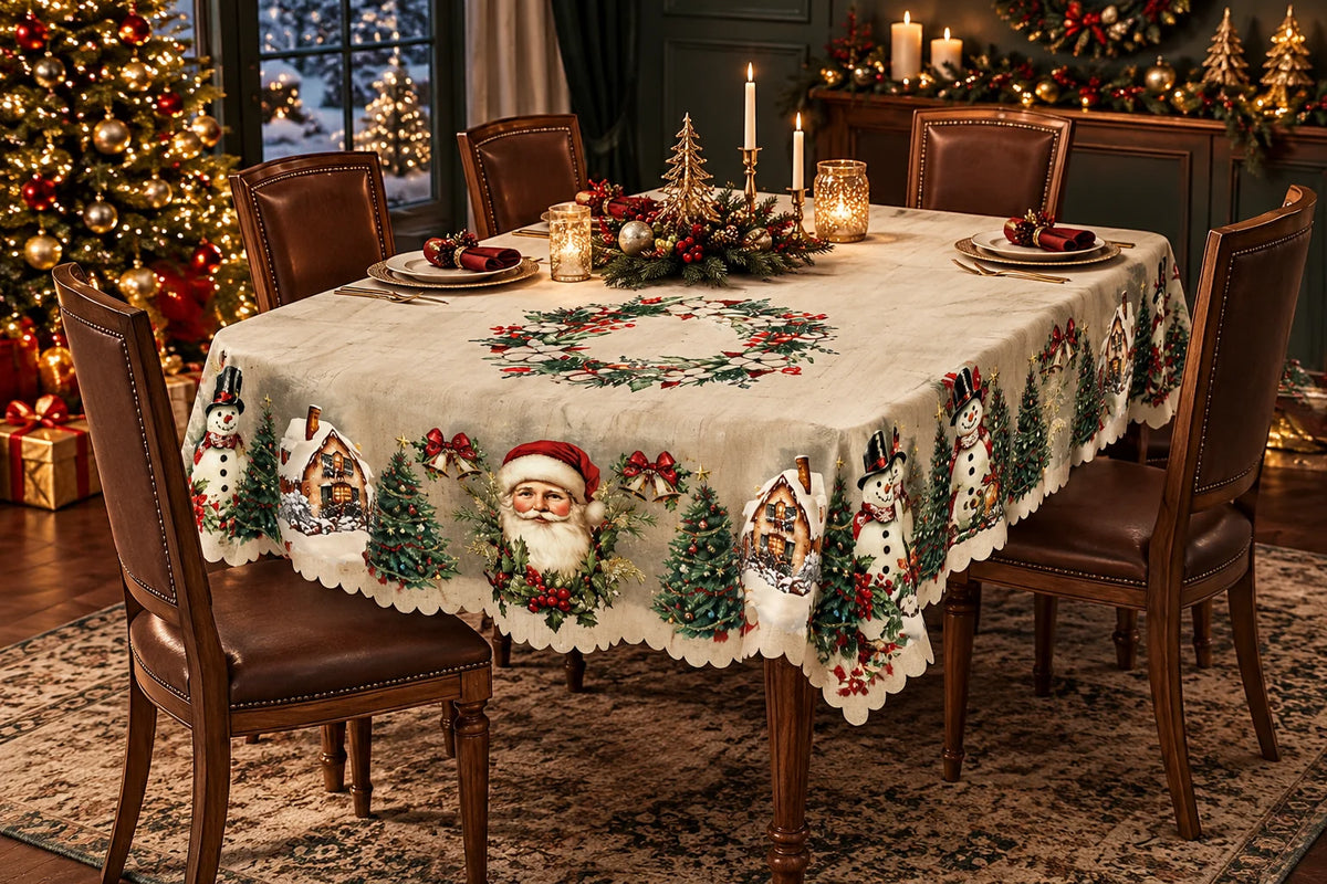 Tablecloth Festive Printed Polyester & Machine Washable