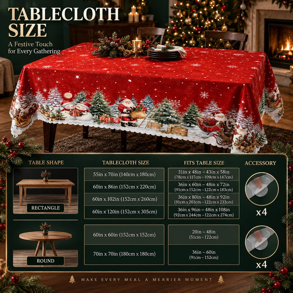 Tablecloth Festive Printed Polyester & Machine Washable