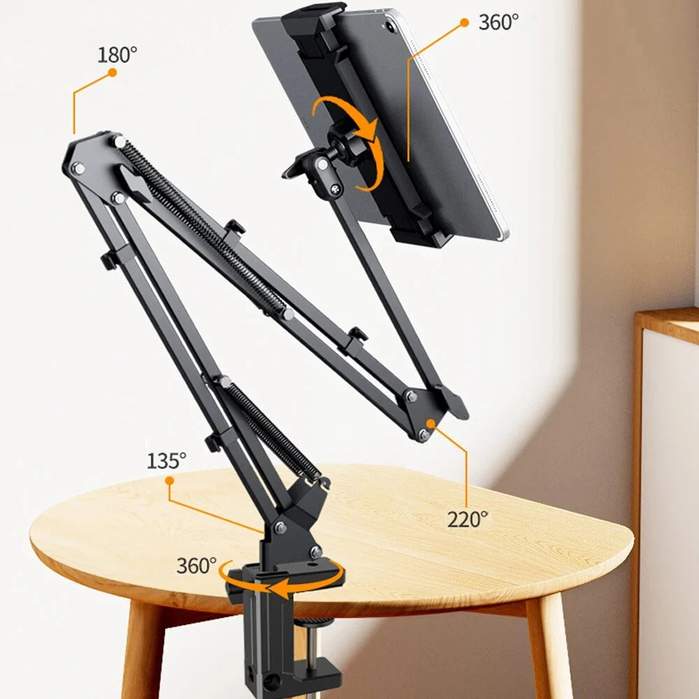 Tablet Stand 360° Rotating Adjustable Aluminum Arm