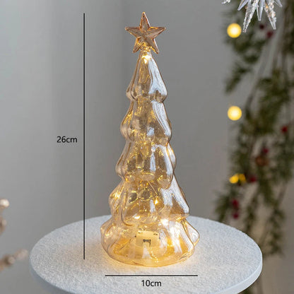 Tabletop Christmas Tree Golden Finish Warm LED Battery Operated