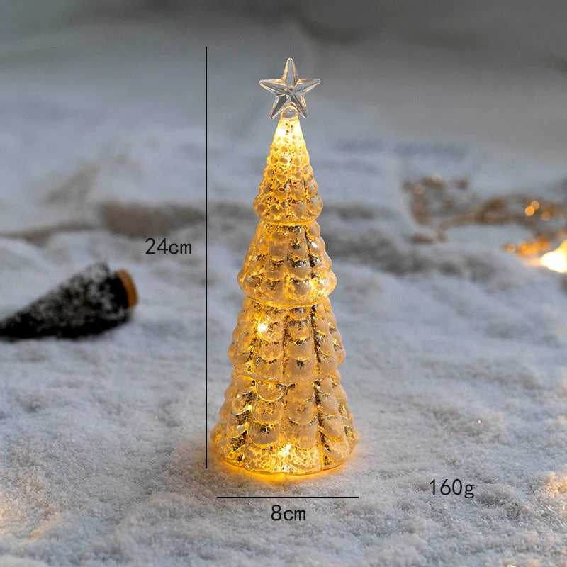 Tabletop Christmas Tree Golden Finish Warm LED Battery Operated