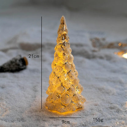 Tabletop Christmas Tree Golden Finish Warm LED Battery Operated