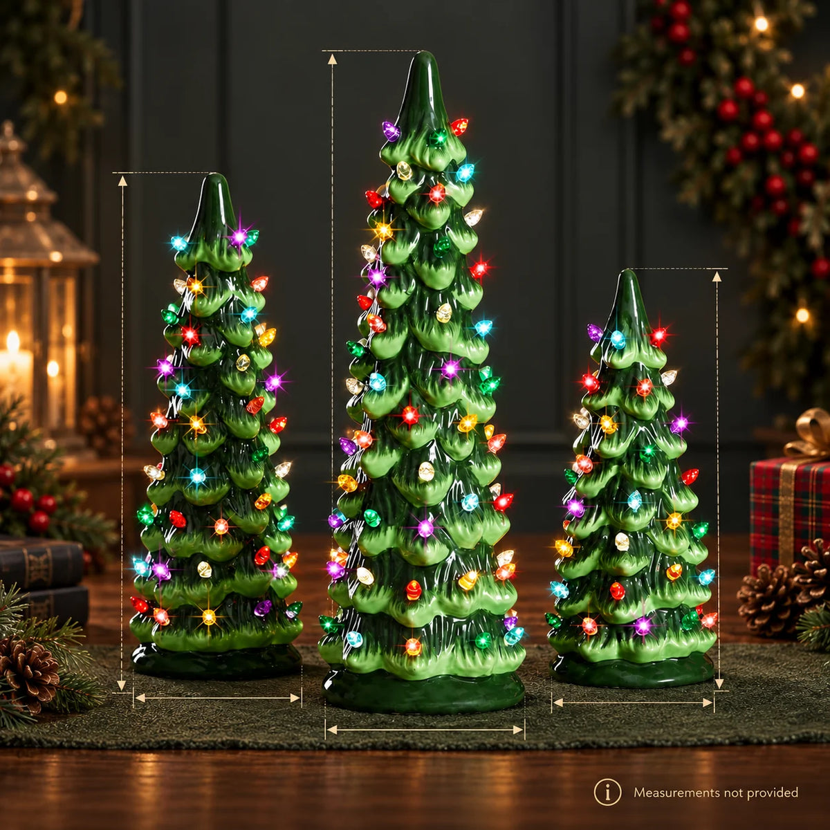 Tabletop Christmas Tree Hand-Painted Light-Up Battery-Operated