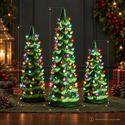 Tabletop Christmas Tree Hand-Painted Light-Up Battery-Operated