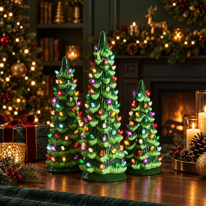 Tabletop Christmas Tree Hand-Painted Light-Up Battery-Operated