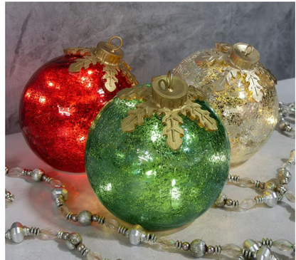 Tabletop LED Christmas Ball Battery Powered Timer 5.9 Inch