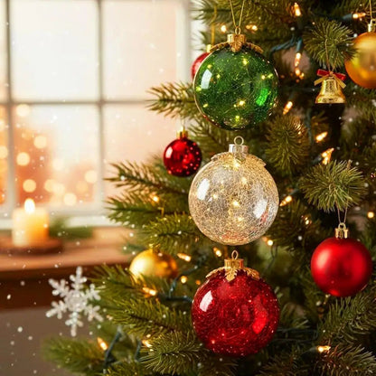 Tabletop LED Christmas Ball Battery Powered Timer 5.9 Inch