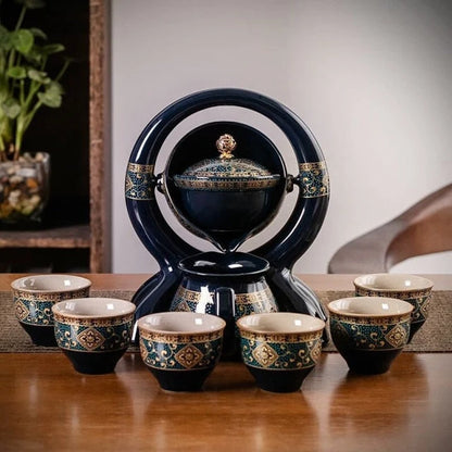 Tea Set Ceramic Teapot Bamboo Tray Travel Bag Included